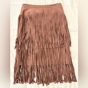 BCBG Brown Fringe Skirt